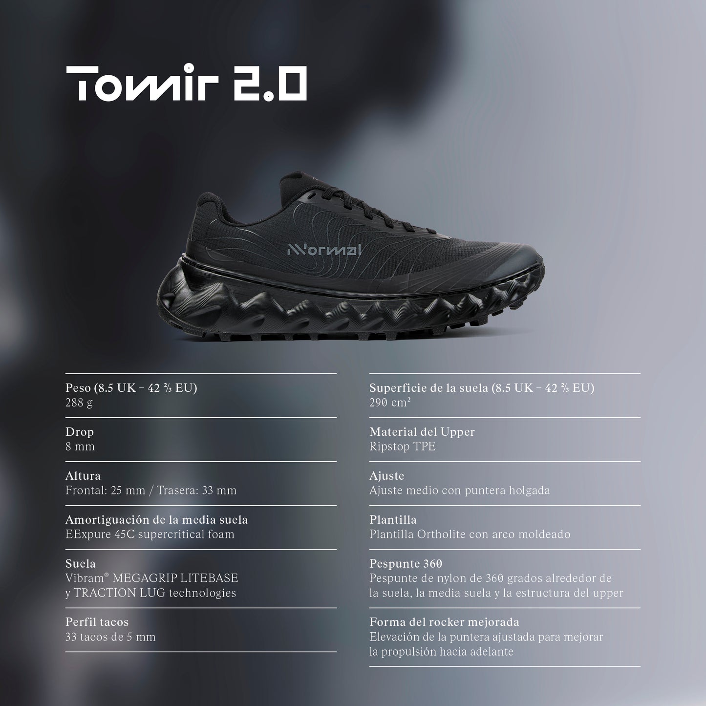 Nnormal - Zapatillas de Trail Running TOMIR 2.0 Black unisex